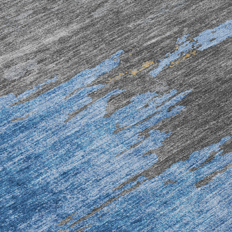 Machine Washable Indoor/Outdoor Xhevrie Denim Rug, Rectangle 10' x 14'