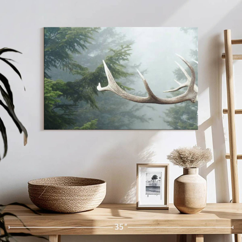 Bois de cerf et pins, H 16 po x l 24 po