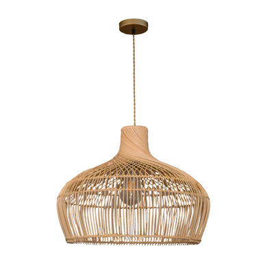 Barwin 1 - Light Boho Pendant Light Handmade Rattan Shade Coastal Kitchen Light