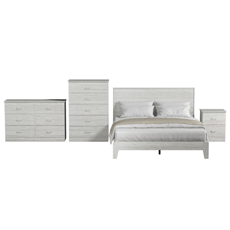 Allyannah 4 Pieces Bedroom Set, Dusty Gray Oak, Queen