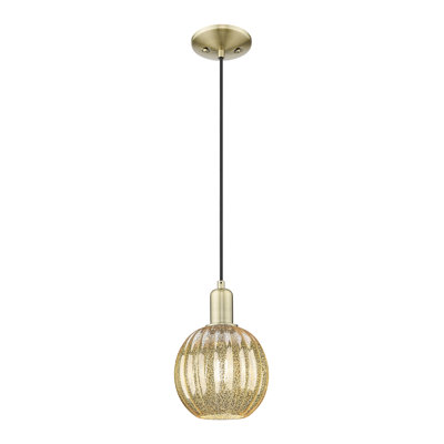 Downtown Urban - Cecil - Mini-luminaire suspendu à cordon sphérique 1 lumière de 7 po - Finition nickel brossé satiné - Abat-jour transparent
