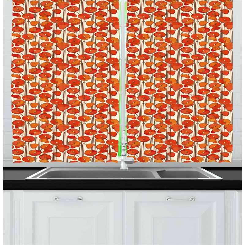 Floral Pointed Kitchen Curtain