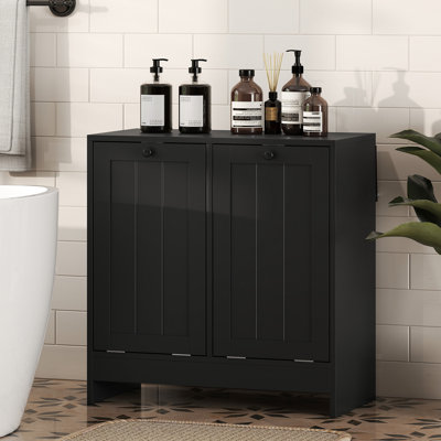 Armoire de rangement à linge inclinable avec paniers à 2 compartiments, noir