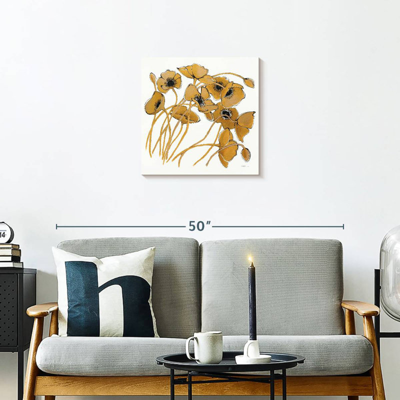 Coquelicots Harnek Gold Black Line II, H 20 po x l 20 po