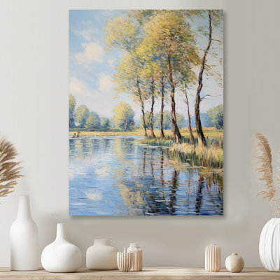 Arbres printaniers au bord de la rivière Country - lac, art mural