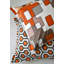 Ensemble de housse de couette réversible en coton orange / brun / blanc Geo-20770726