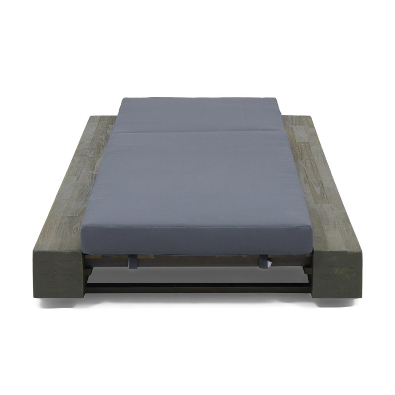 Lyor Acacia Wood Outdoor Chaise Lounge Set with Cushions & Adjustable Backrest, Sandblast Gray Frame / Dark Gray Cushion