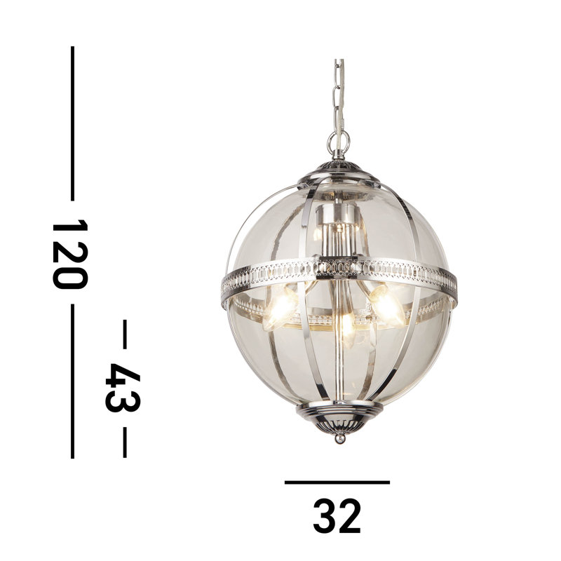 Margaux 3 - Light Sphere Chandelier, Plated Gloss