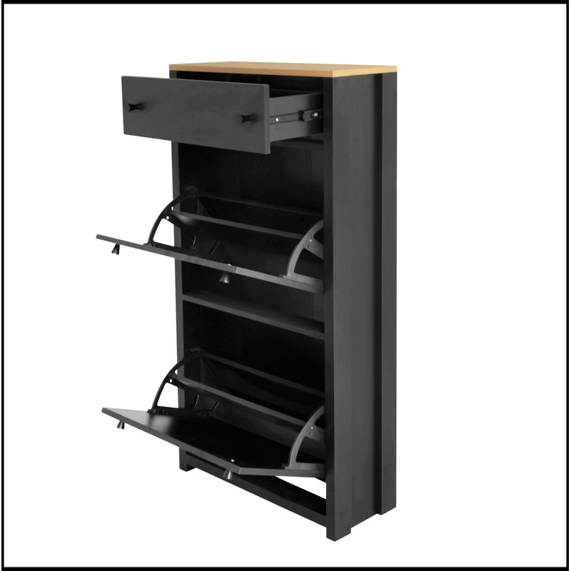 30 Pair Shoe Storage Cabinet, Black