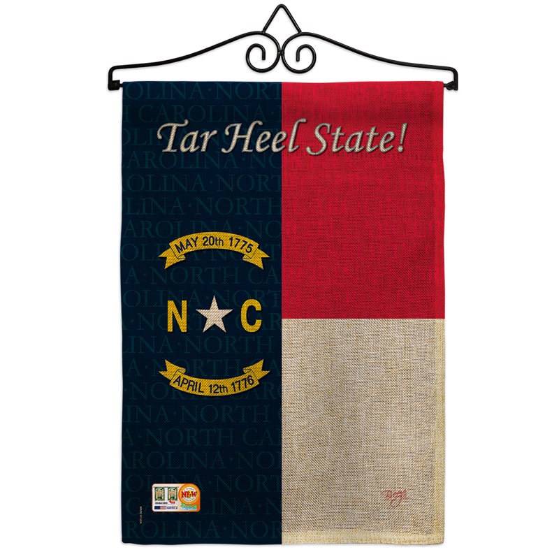 En toile jute à 2 côtés 19 po x l 13 po north caroline drapeau de jardin