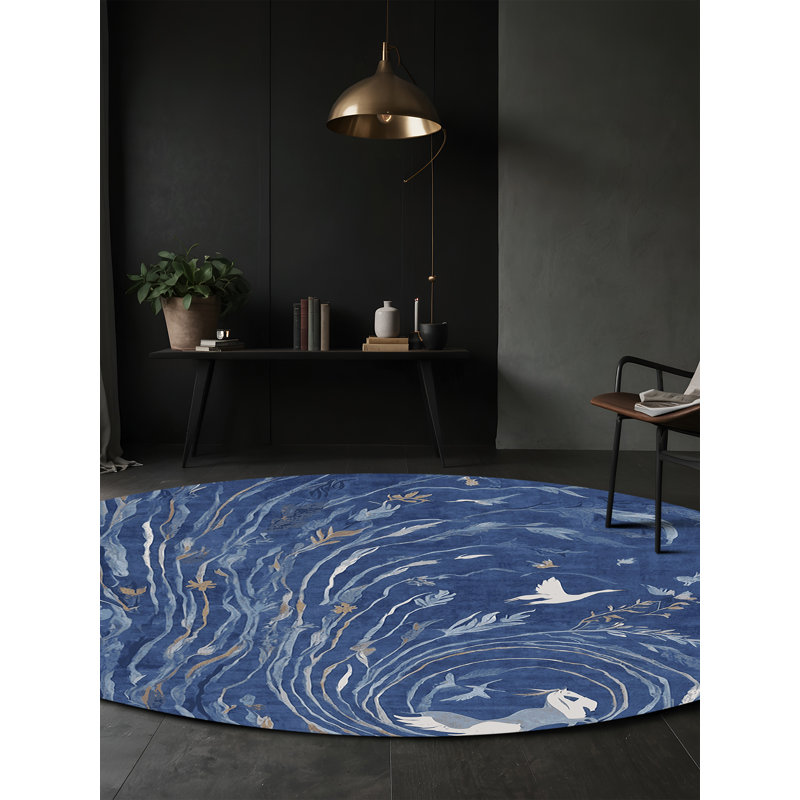 Tapis gris lavable à la machine, Rond 6 pi