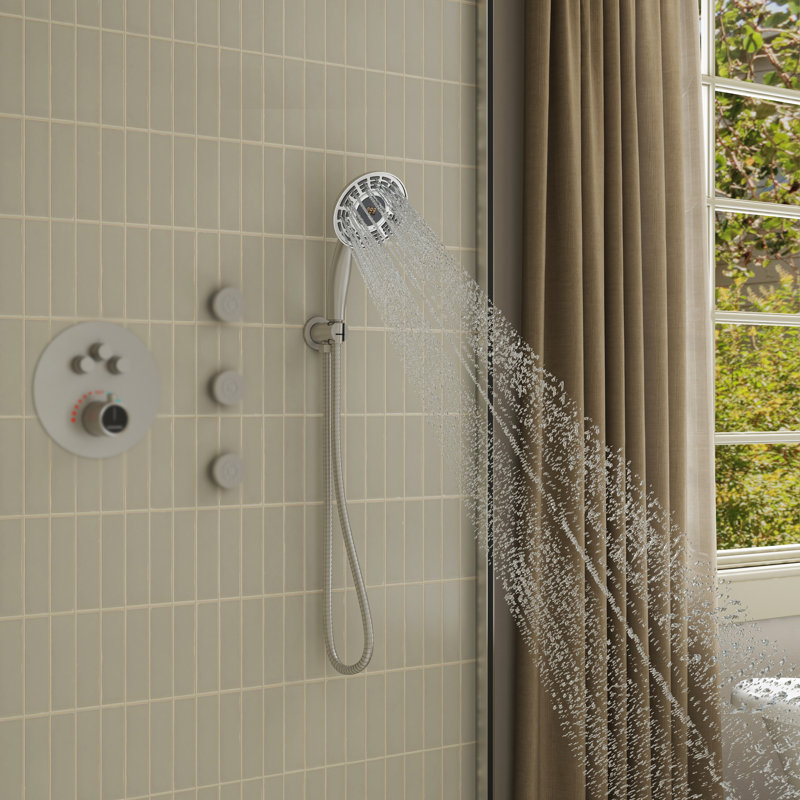 Douche à affichage numérique avec surface anti-traces de doigts et filetage standard NPT U.S. 1/2, Nickel brossé
