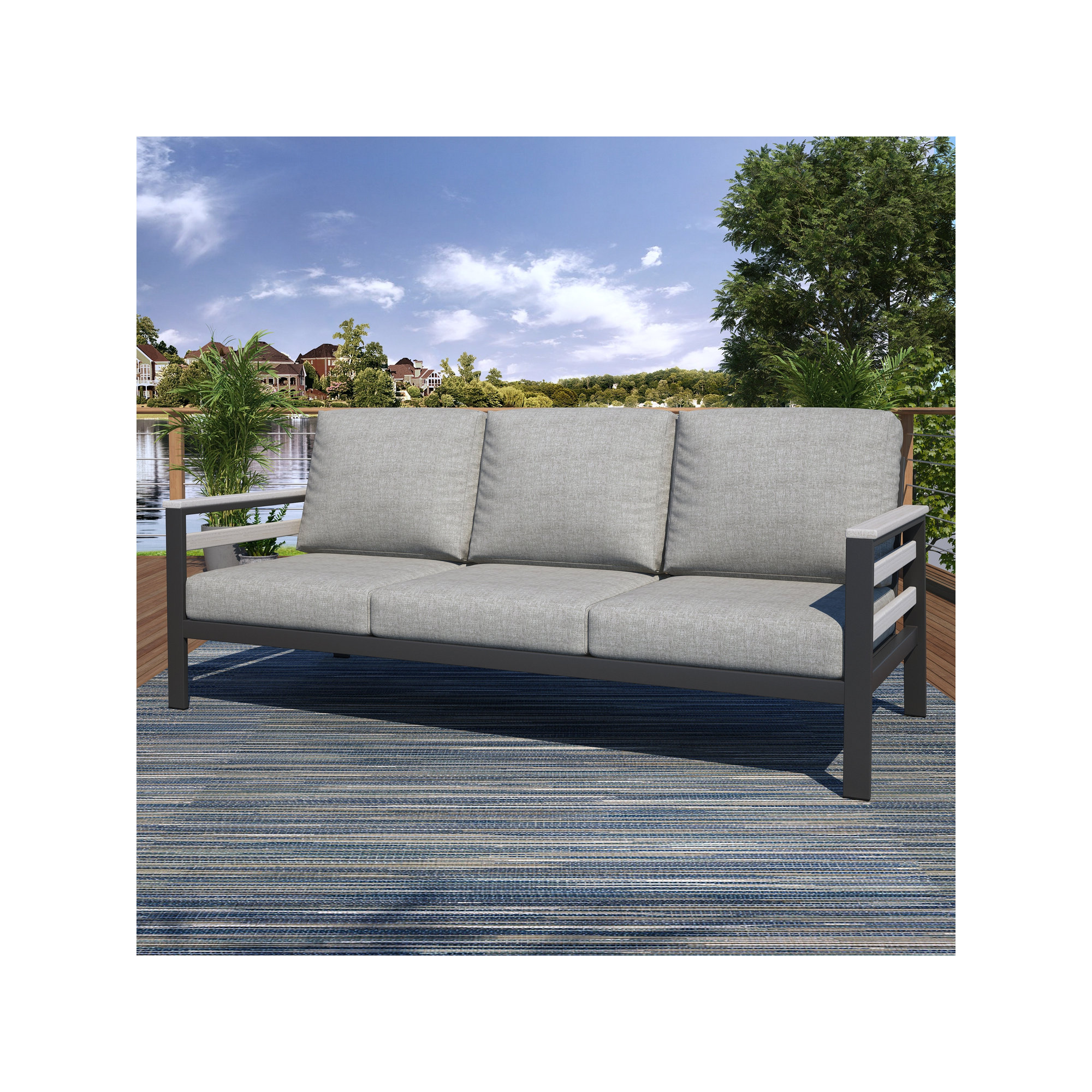 Townsend - Person Patio Conversation Set with Cushions, Canvas Granite Sunbrella® Canvas