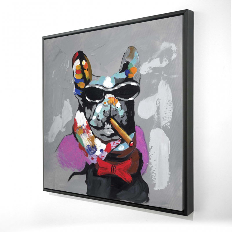 «Bulldog abstrait avec cigare» sur toile