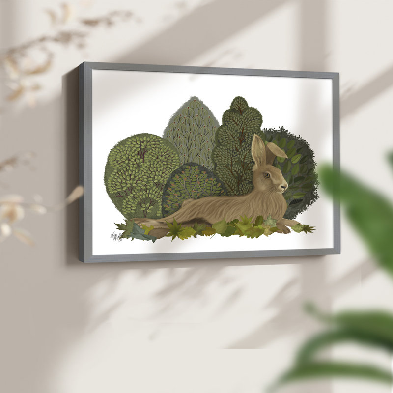 Hare inclinable en feuilles - reproduction encadrée - réarmable, H 8 po x l 10 po, Gris