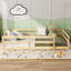 Lit pleine grandeur pour lit en bois de pin, garde-corps de clôture, chêne naturel, stable et confortable avec - Assemblage facile, multifonction, couleur chêne, L 77 po x l 58,1 po H 15,7 po-129628487-129628489