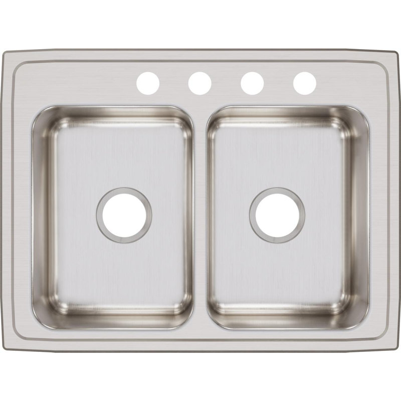 Lustertone 29" L x 22" W Double Basin Drop-In Kitchen Sink, 4 hole