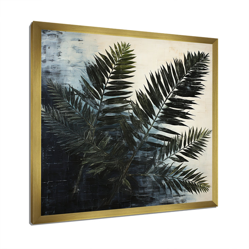 Toile épinette noire ombragée sur toile, Cadre doré simple, H 36 po x l 36 po x P 1,5 po