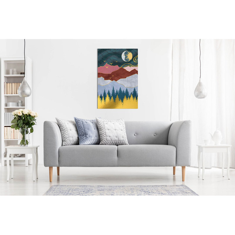 Mountain Forest - Wrapped Canvas Painting, 91cm H x 61cm W
