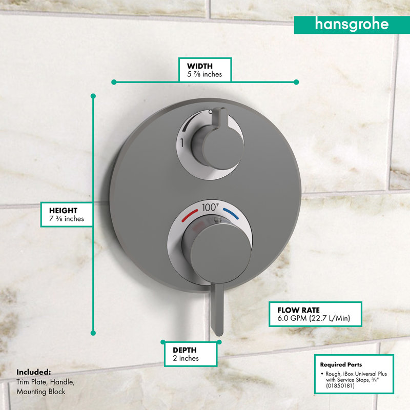 Ecostat S Temperature Memory Thermostatic Valve Trim, Brushed Black Chrome