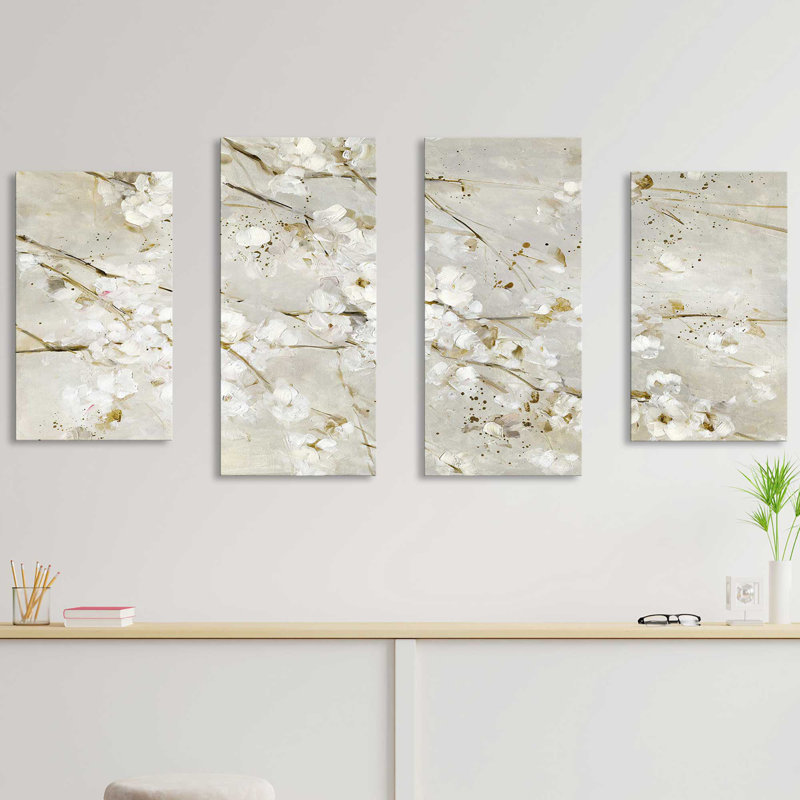 Soft Spring Blossoms by Sally Swatland - 3 Piece Floater Frame Print on Canvas, 38" H x 72" W x 1.5" D
