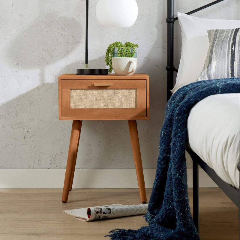 Holdrege 1 Hessian Drawer Bedside Table