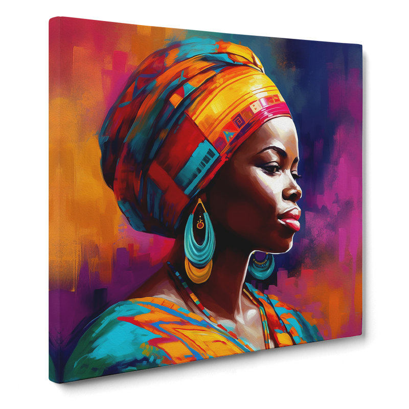 African Woman Colour Field Painting No.2 - No Frame Print, 50cm H x 50cm W x 3cm D