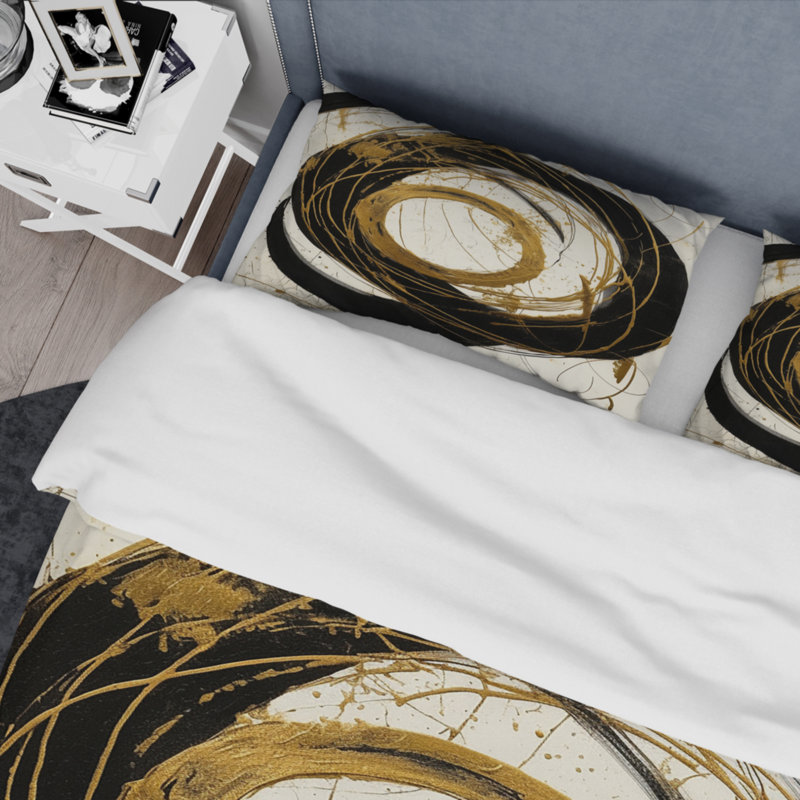 Ensemble de housse de couette en microfibre / polyester noir et or The Art of Chaos III