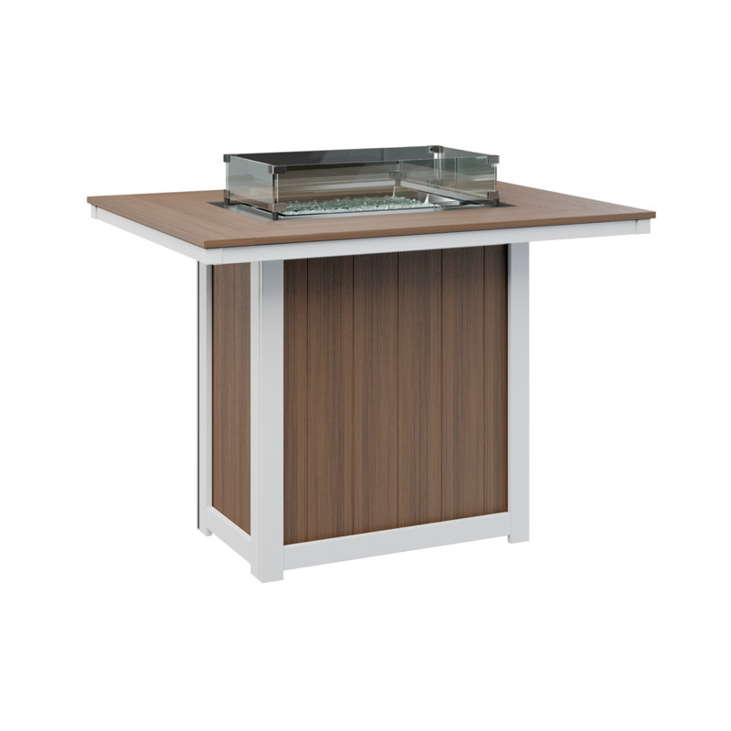 Berlin Gardens Donoma 54″ Rectangular Bar Fire Pit Table, Antique Mahogany, 38.87" H x 53.87" W x 41.37" D