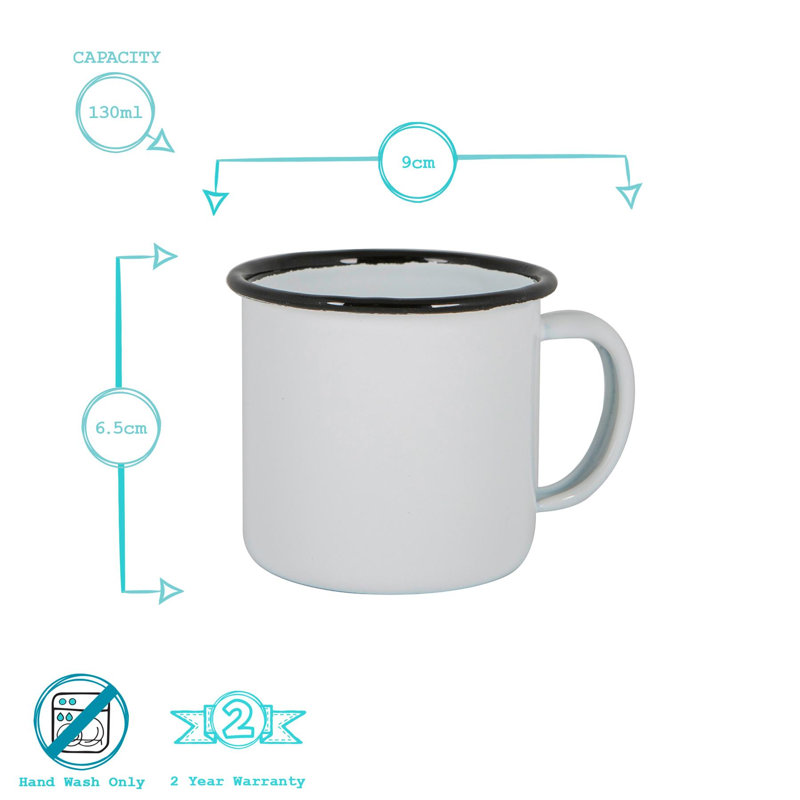 Enamelware Espresso Cup, White/Black, 6