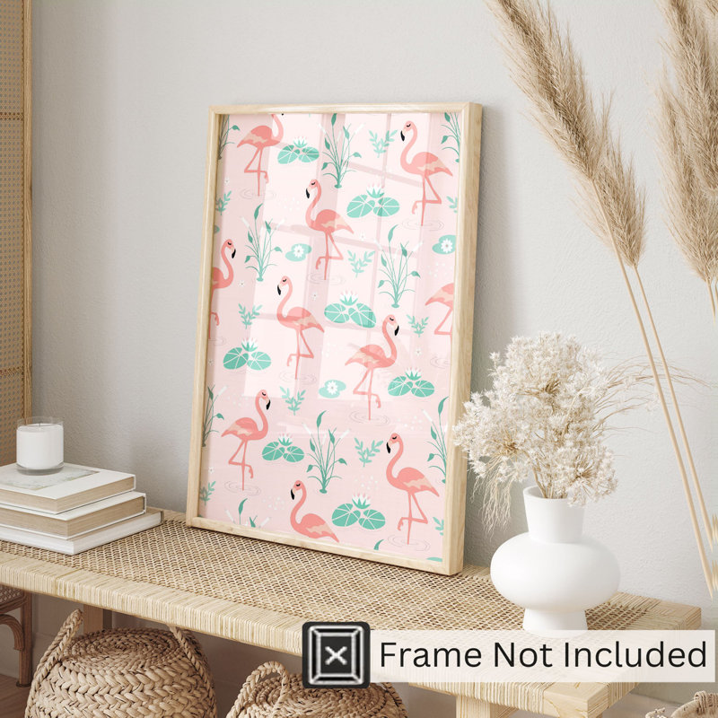 Animaux, motif flamant I, impression d'art tropical sans cadre, H 16 po x l 12 po