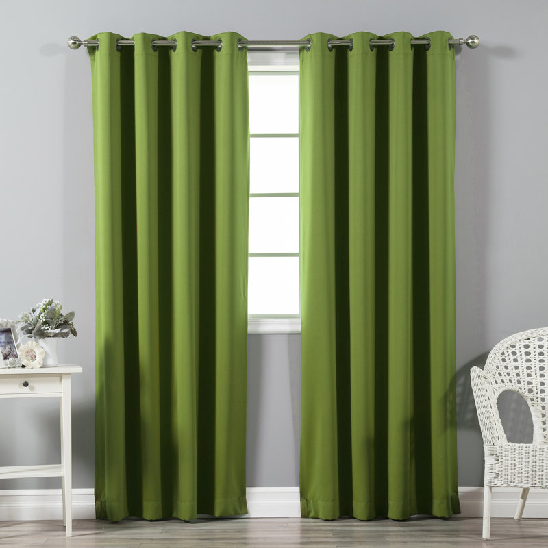 Adina Sevan Solid Thermal Grommet Curtain Panels, 52" W x 120" L, Green