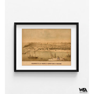«Campement de troupes fédérales américaines à Newport News 1861», affiche historique, art mural américain, idée cadeau historique, cadeau militaire américain