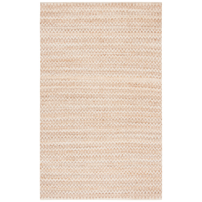 Cinderford Natural Fiber Handwoven Hemp Geometric Rug, Rectangle 3' x 5'