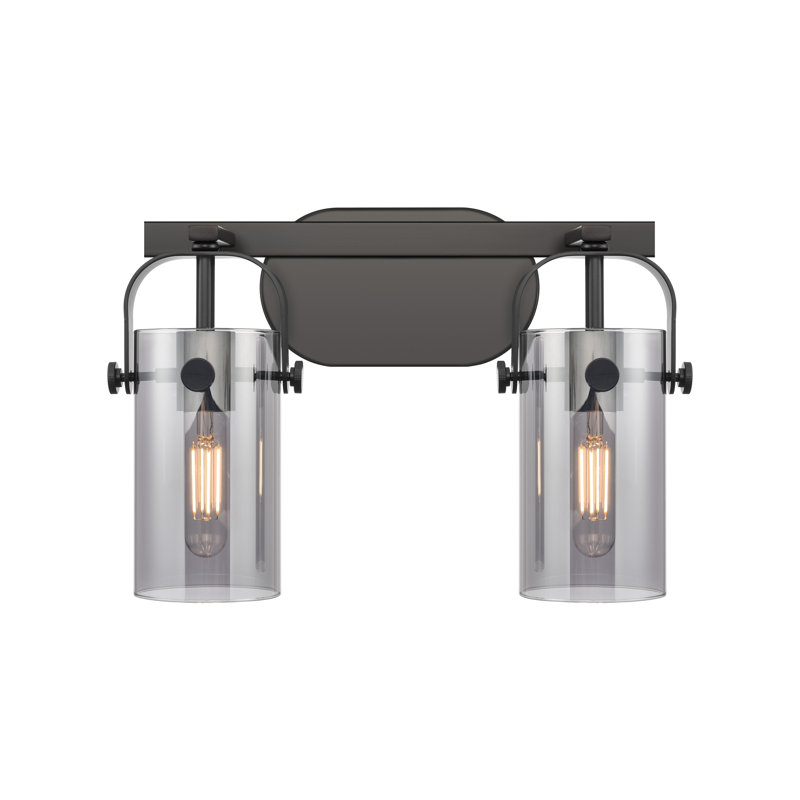 Éclairage pour meuble-lavabo mural 7 po Smethport, H 7 po x l 3,88 po x P 3,88 po, Fumée, Noir mat