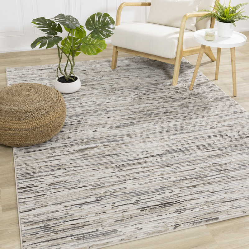 Versatile Beige Grey Cream Neutral Area Rug, Rectangle 2'7" x 4'9"