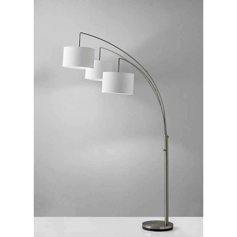 Lampe sur pied à DEL 74 po Harrow, Acier brossé, Blanc