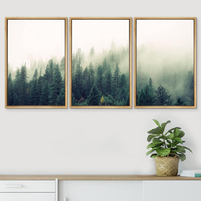 «Landscape with Trees in Mist» - ensemble de 3 reproductions de photos sur toile