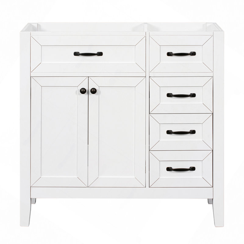 Meuble-lavabo de salle de bain sans lavabo, base d'armoire seulement, armoire de salle de bain avec tiroirs, structure solide et panneau de fibres à densité moyenne
