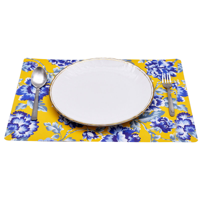 Napperons en liège floral jaune pour table de salle à manger