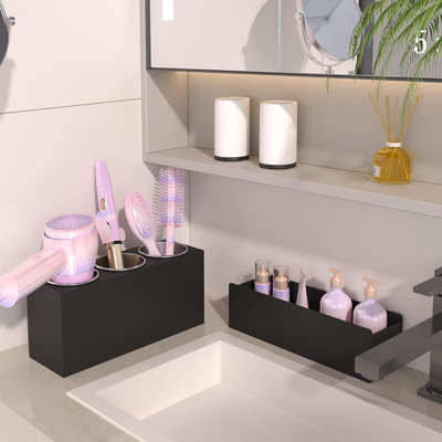 Hair Tool Organizer, Removable Blow Dryer Holder for Bathroom, Hot Tools Organizer For Hair Dryer