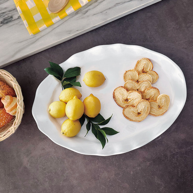 2-Piece White 16" Melamine Oval Platter