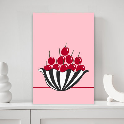 Art mural contemporain cerises dans un bol