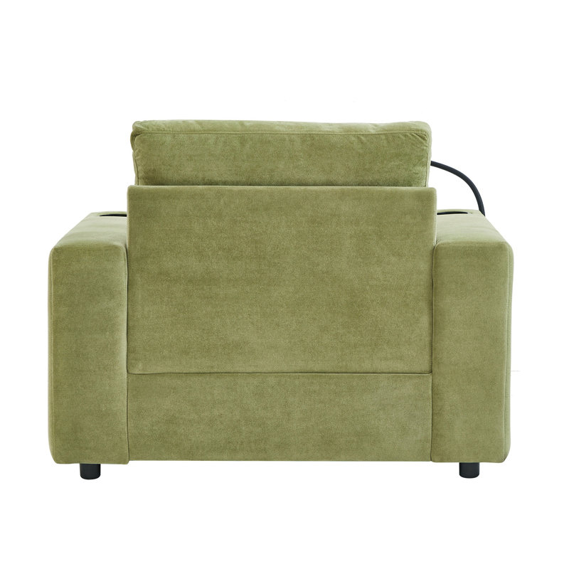Fauteuil en chenille avec repose-pieds avec rangement, Vert