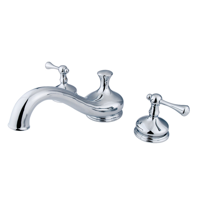 Robinet de baignoire romaine à 3 poignées et 3 trous Kingston, Chrome poli