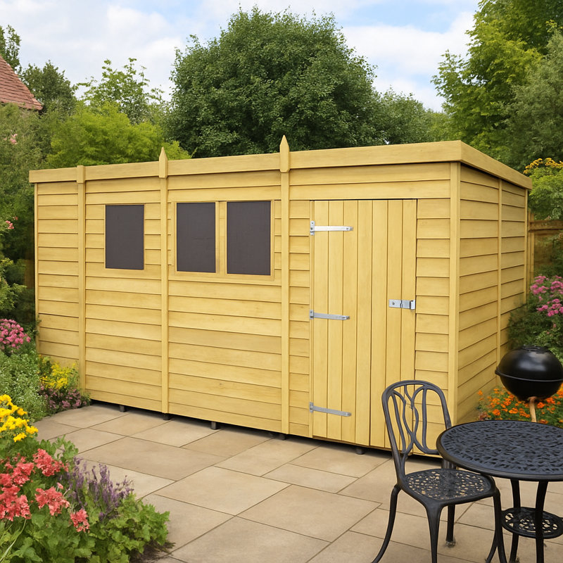 13ft x 6ft Pent Shed - Single Door with Windows