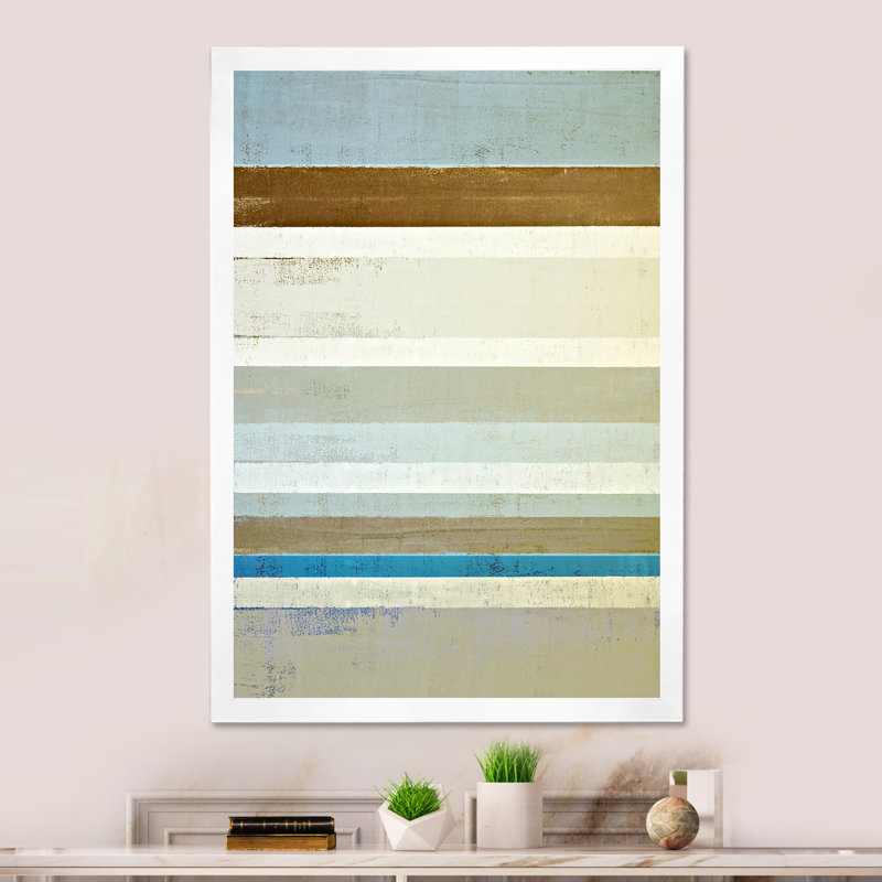 «Teal Meets Beige Abstract Art II», art mural moderne et contemporain sur toile, H 12 po x l 8 po x P 1 po, Cadre photo blanc