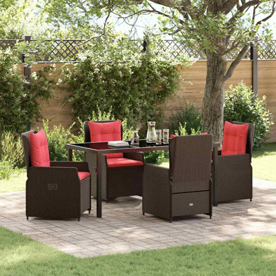  Ensemble de salle à manger de jardin avec coussin 5 pièces