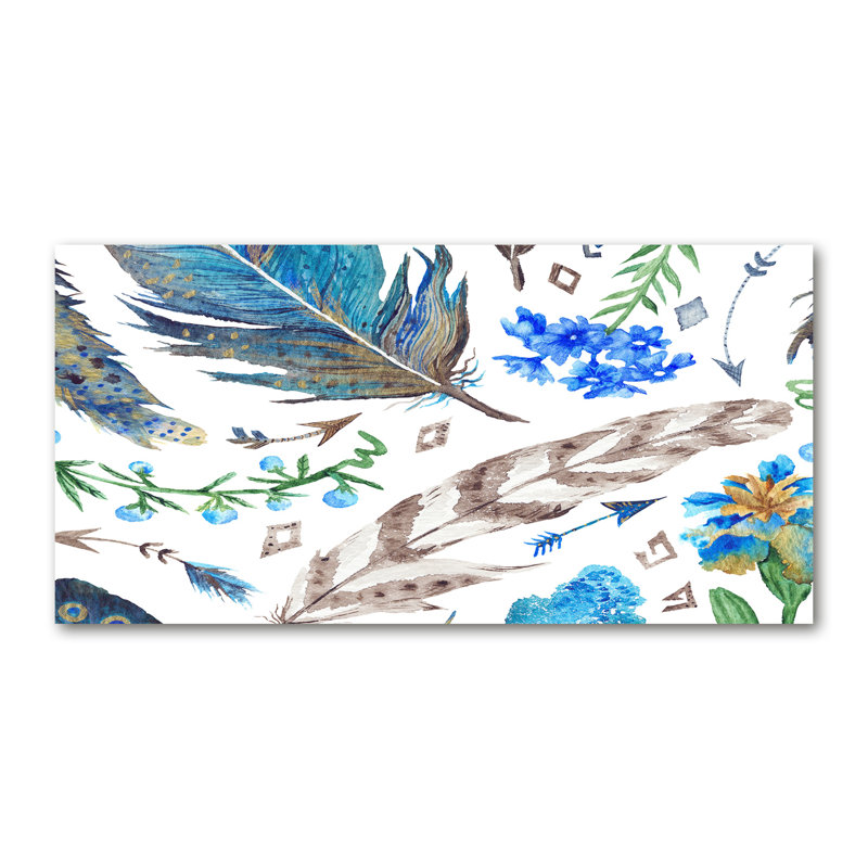 Feathers And Flowers - Wrapped Canvas Print