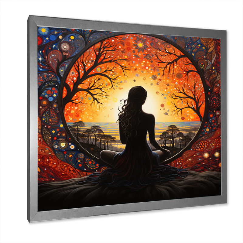 Orange, yoga noir en harmonie III, Argent, H 30 po x l 30 po x P 1 po